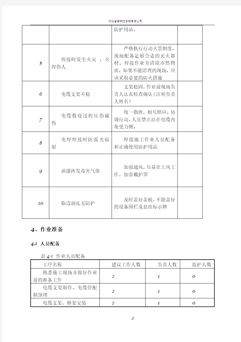 电缆敷设安装施工方案