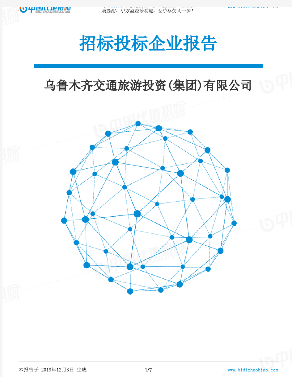 乌鲁木齐交通旅游投资(集团)有限公司-招投标数据分析报告