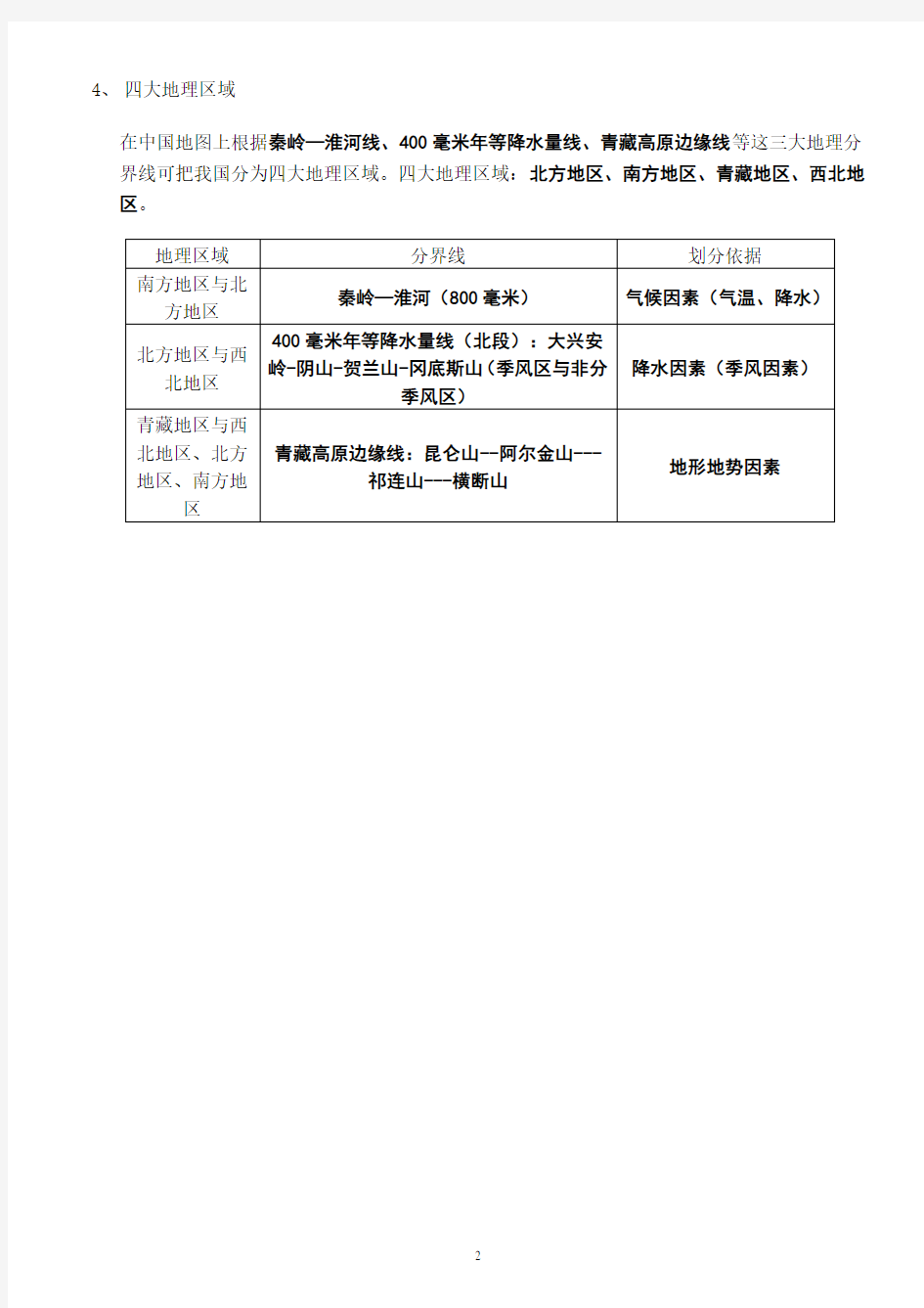2018新湘教版八年级地理下册(全册)主要知识点
