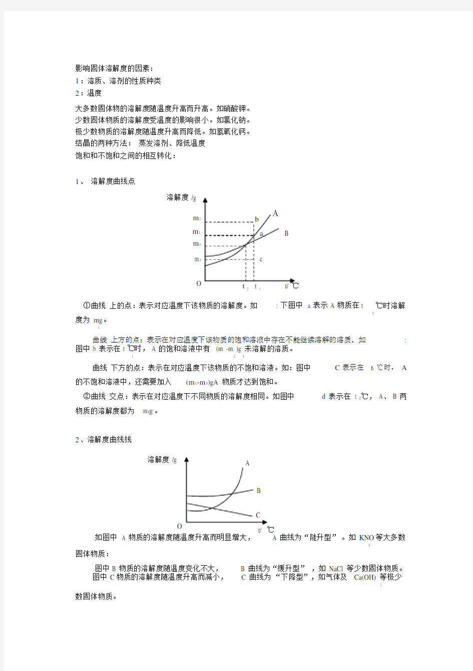 初三化学溶解度曲线题型.doc