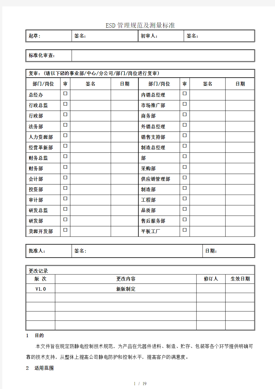 ESD管理规范及测量标准