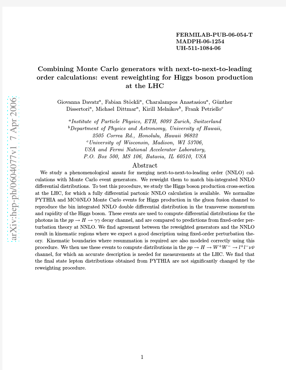 Combining Monte Carlo generators with next-to-next-to-leading order calculations event rewe