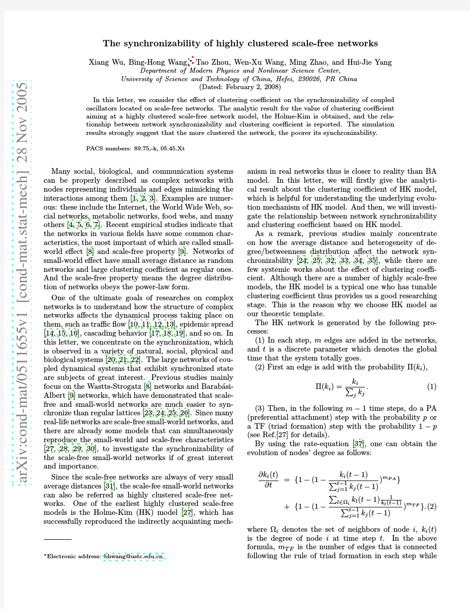 The synchronizability of highly clustered scale-free networks