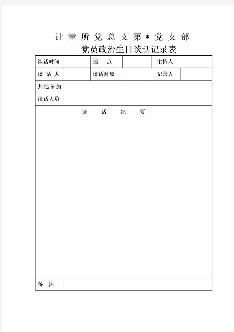 党员政治生日谈话记录表