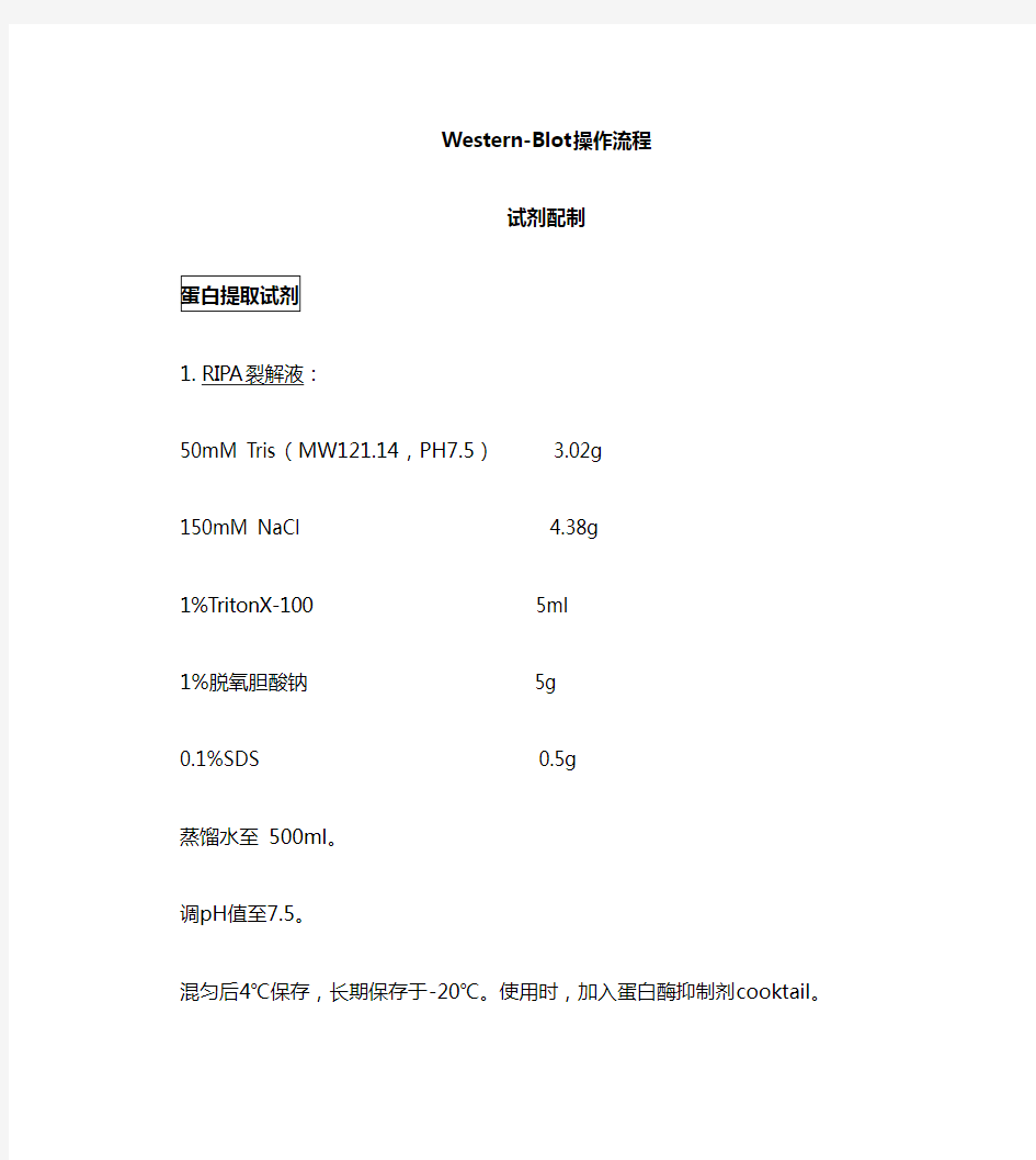 Western_blot_试剂配制及操作流程