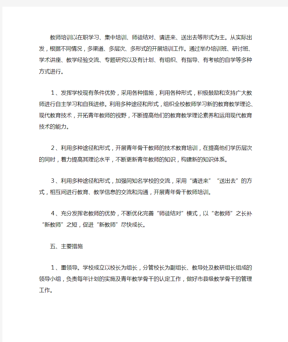 青年骨干教师培养计划