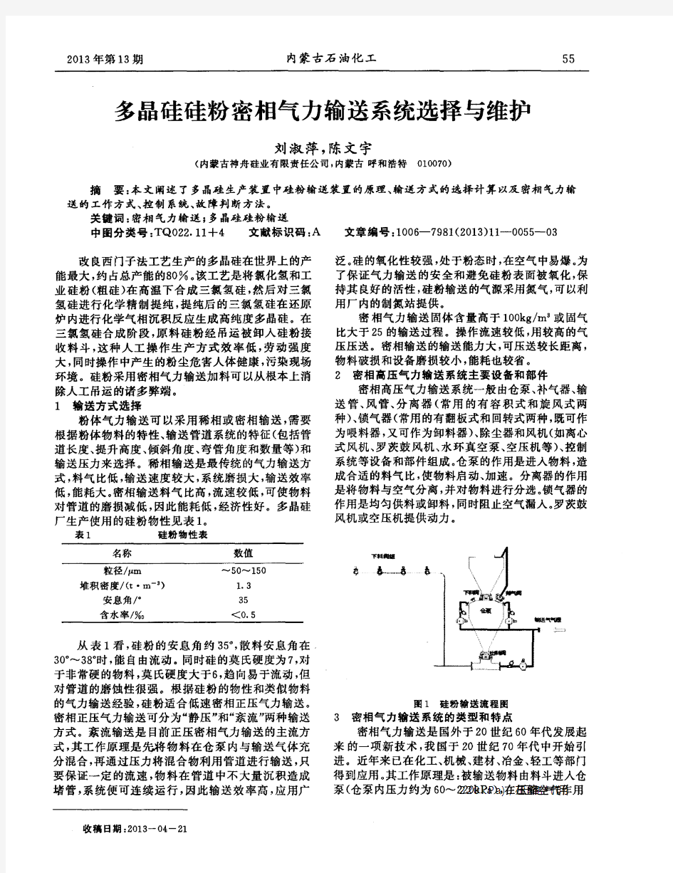 多晶硅硅粉密相气力输送系统选择与维护