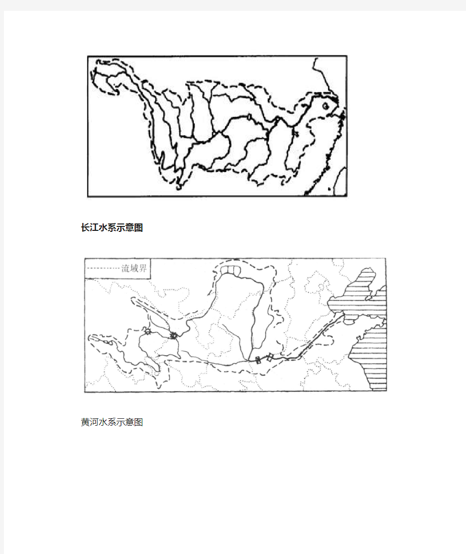 长江黄河水系示意图