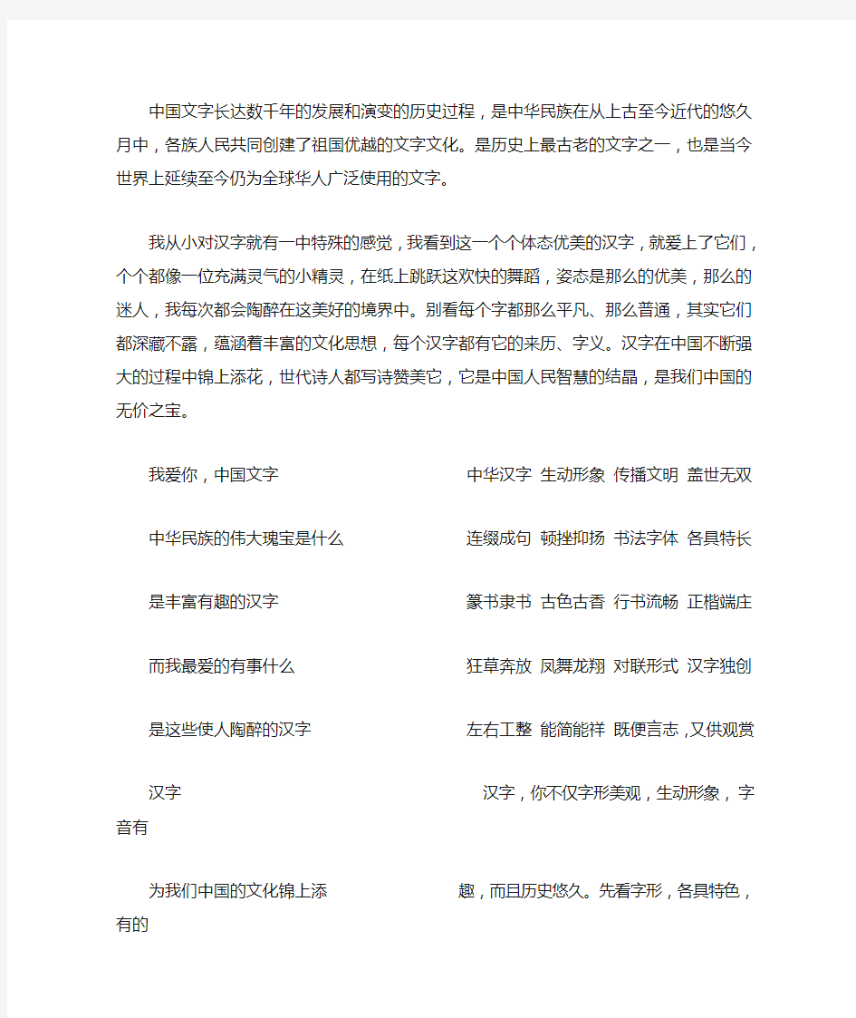 中国文字长达数千年的发展和演变的历史过程