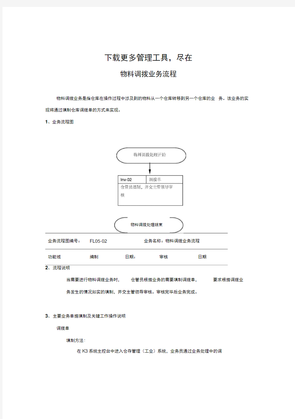 物料调拨业务标准流程