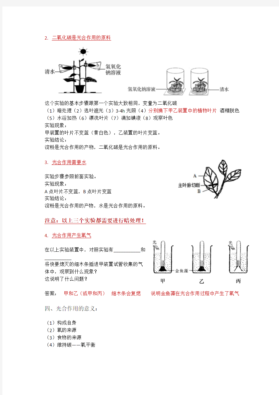 光合作用知识点