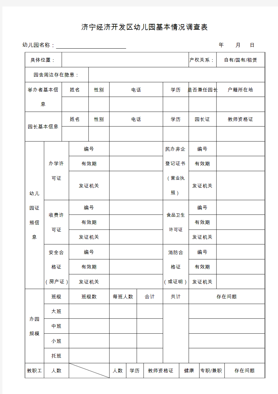 幼儿园基本情况调查表(细)