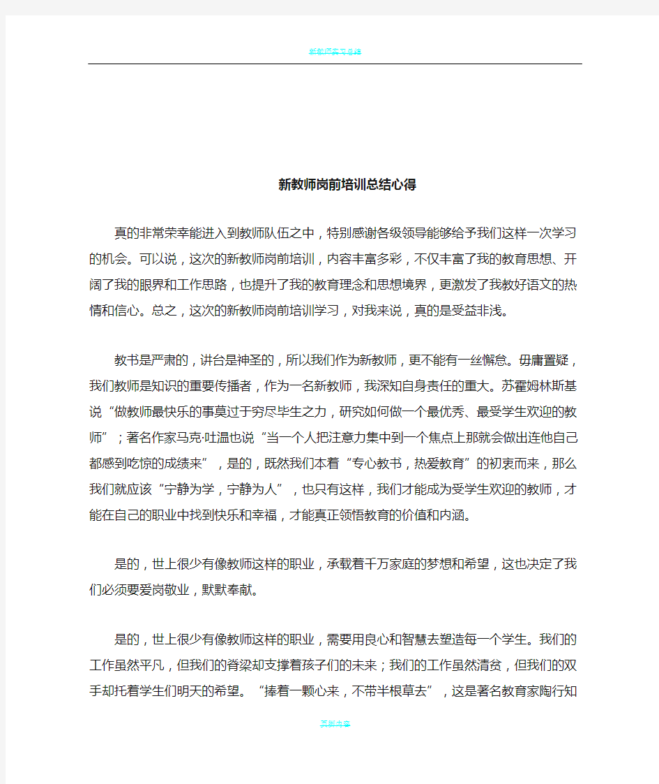 新教师岗前培训总结心得