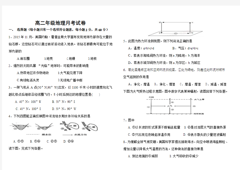 2017年高二地理月考试题