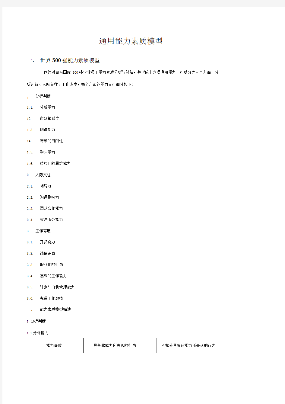 通用能力素质模型