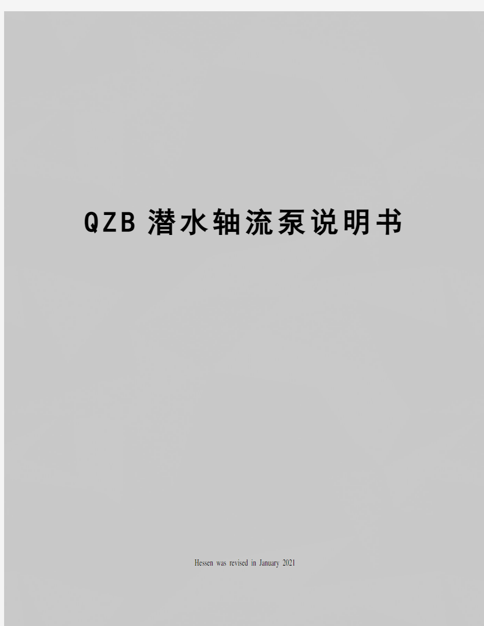 QZB潜水轴流泵说明书