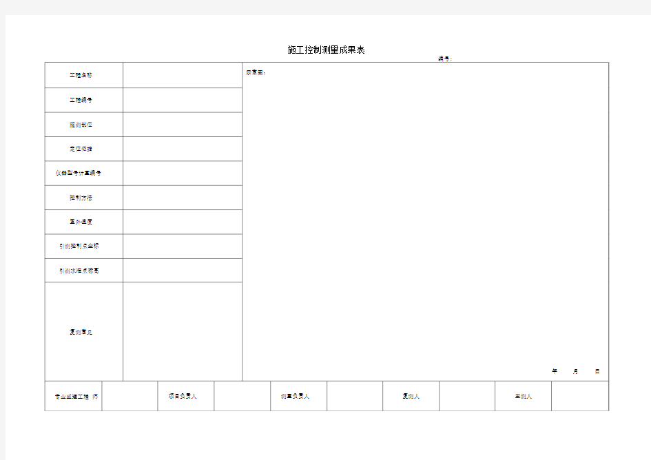 施工控制测量成果表