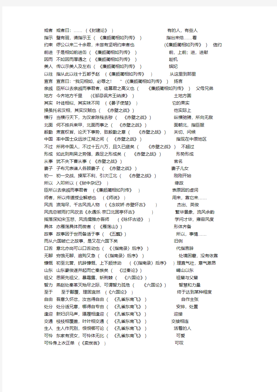 85个古今同形异义词语精编