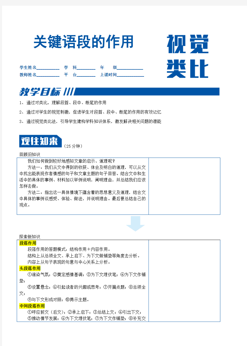 五年级上册语文：关键语段的作用