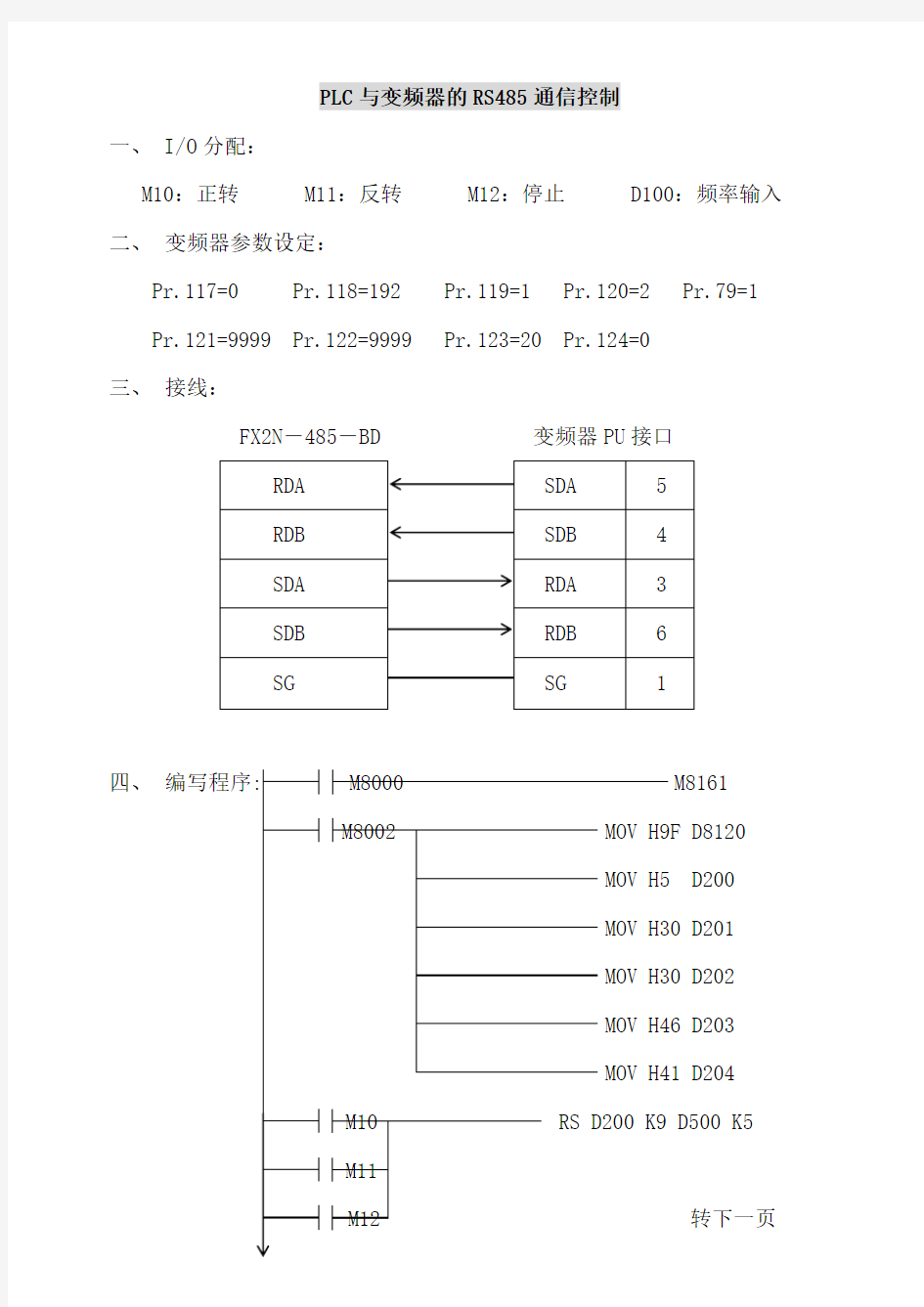 PLC与变频器的RS485通信控制及编程