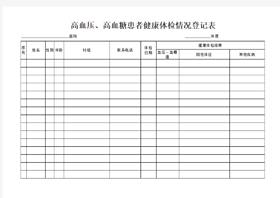 健康体检情况记录表