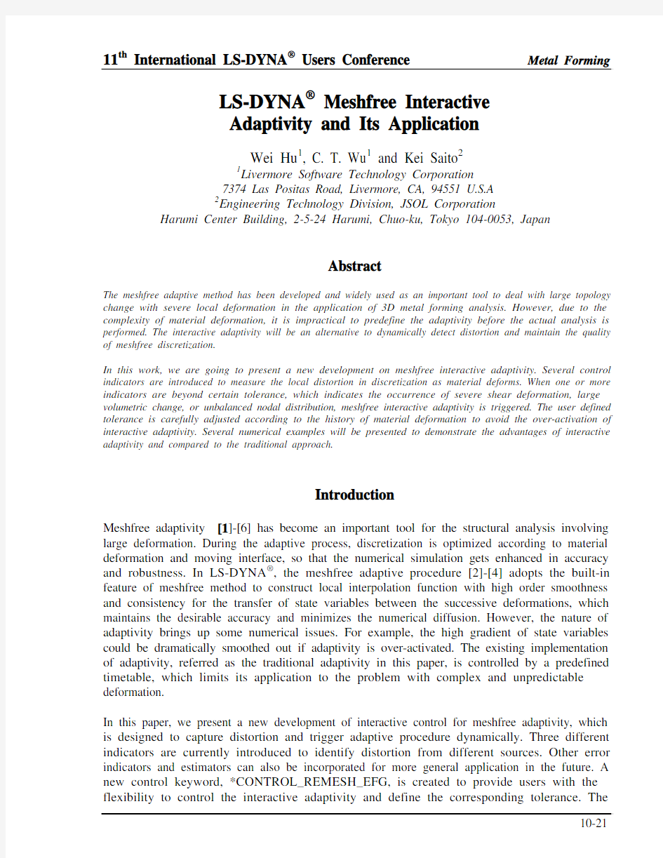 LS-DYNA meshfree interactive adaptivity and its application