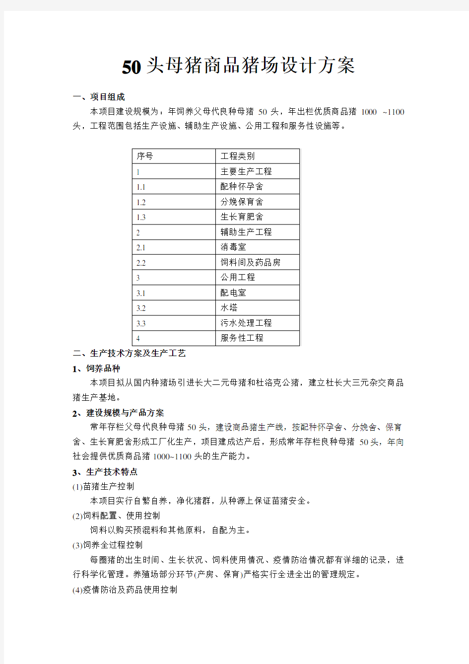 50头母猪商品猪场设计方案