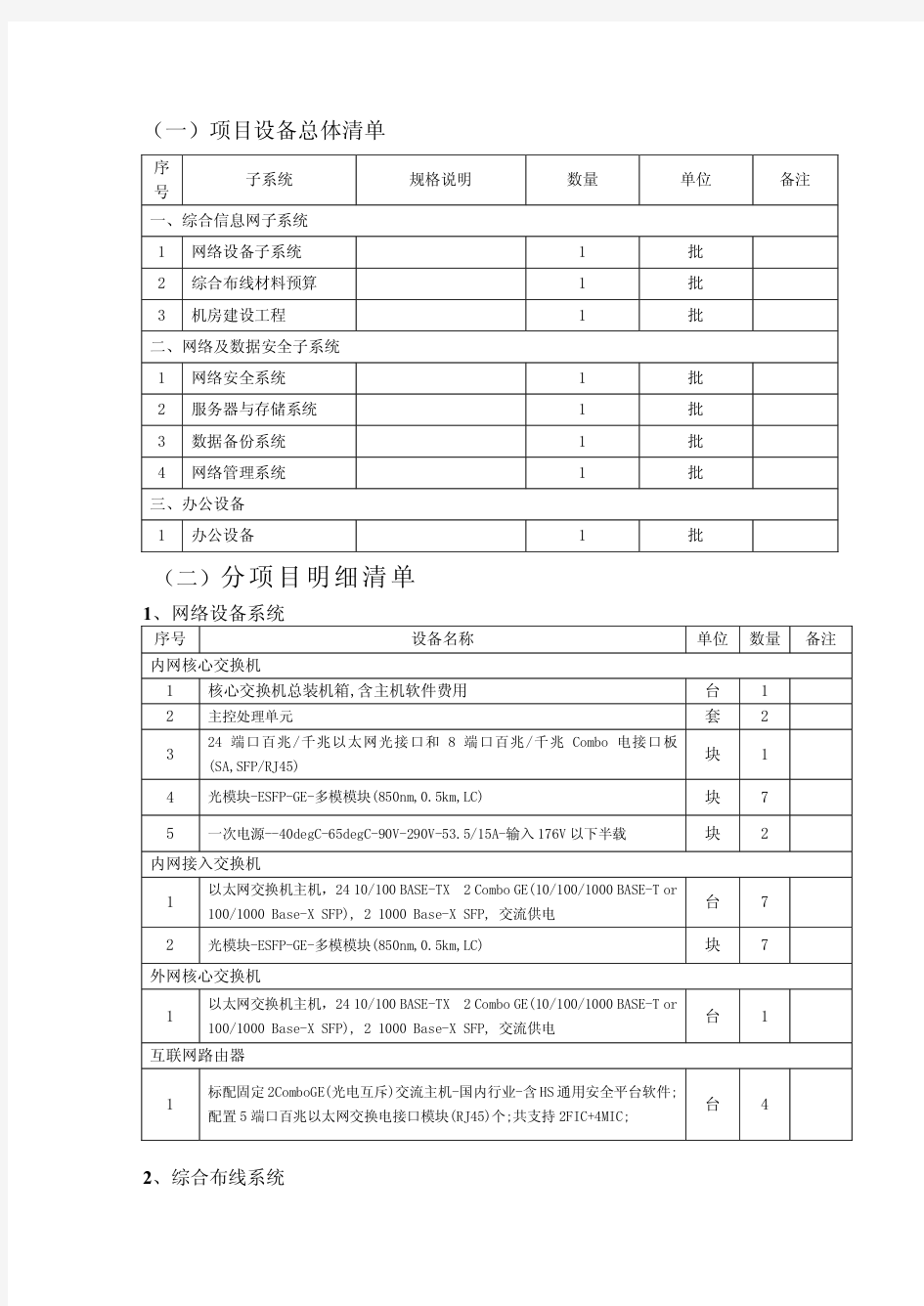 某企业硬件网络系统集成建设设计方案