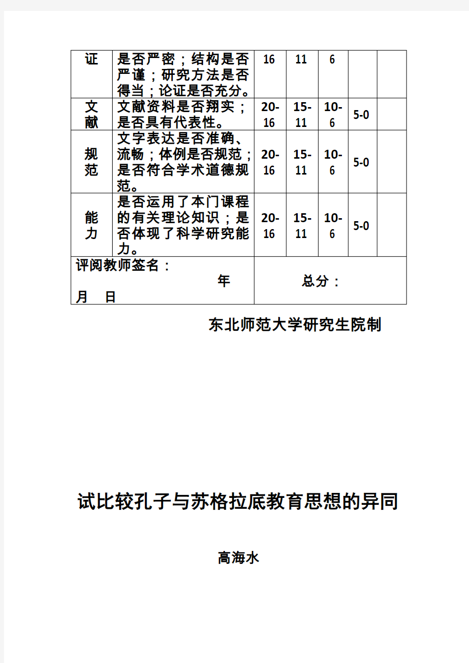 试比较孔子与苏格拉底教育思想的异同