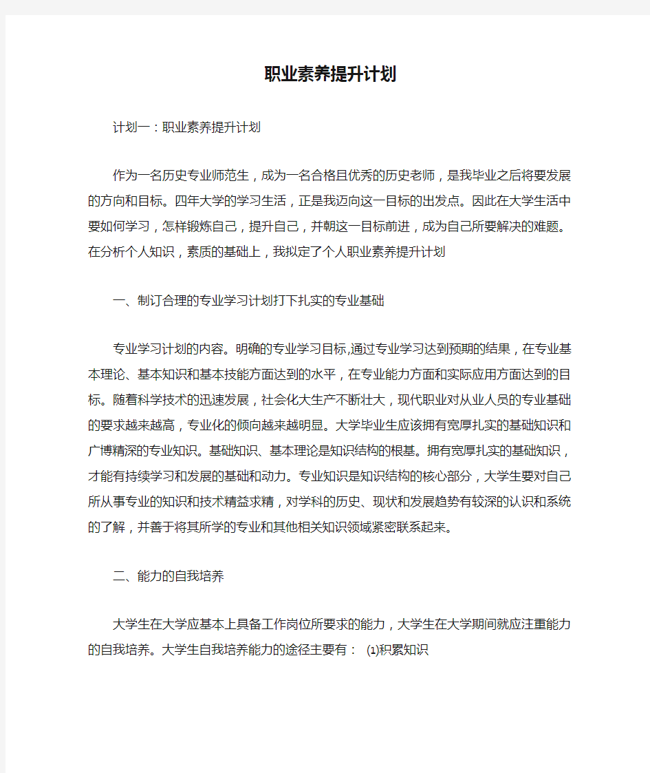 职业素养提升计划