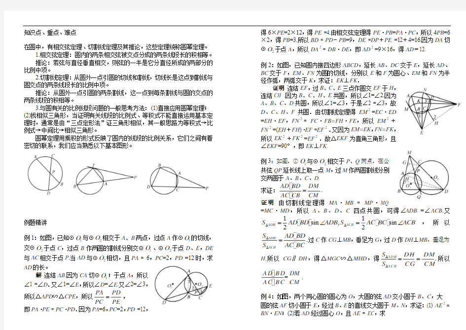 九年级数学奥数知识点专题精讲---和圆有关的比例线段