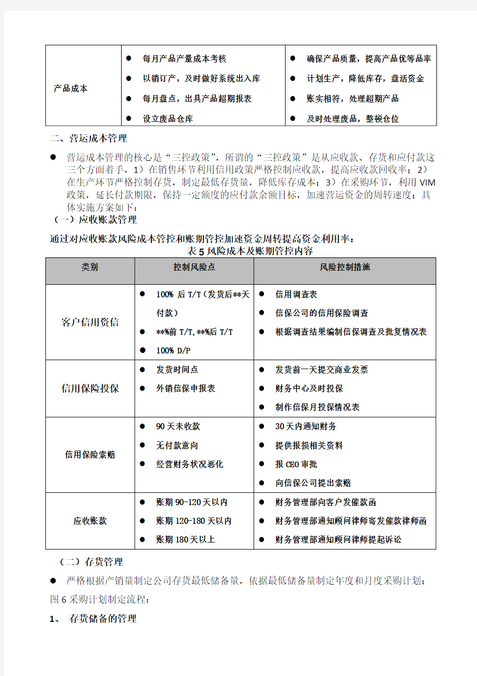 全面成本管理及实施方案