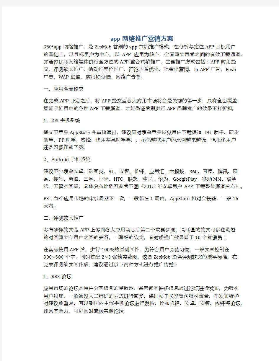 app网络推广营销方案