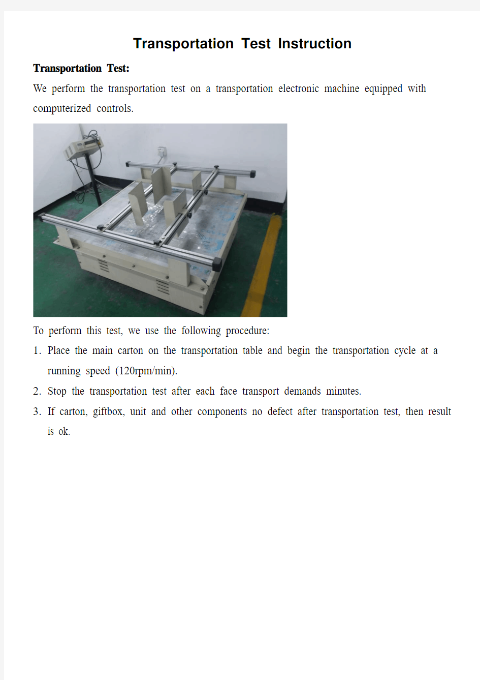 运输振动测试作业指导书-英文版Transportation vibration test criteria