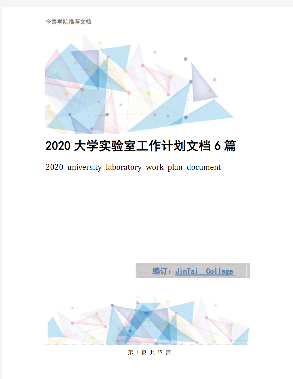 2020大学实验室工作计划文档6篇