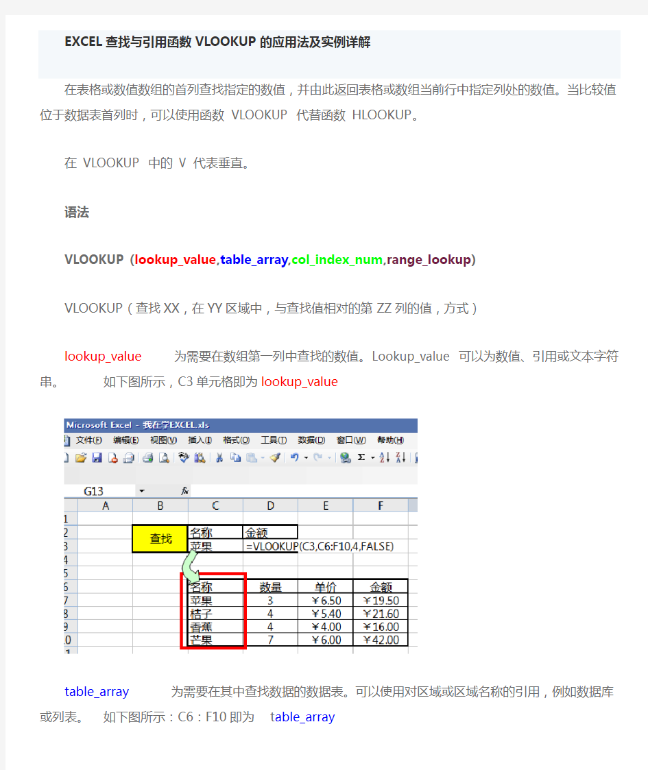 EXCEL查找与引用函数VLOOKUP的应用法及实例-详解Word版