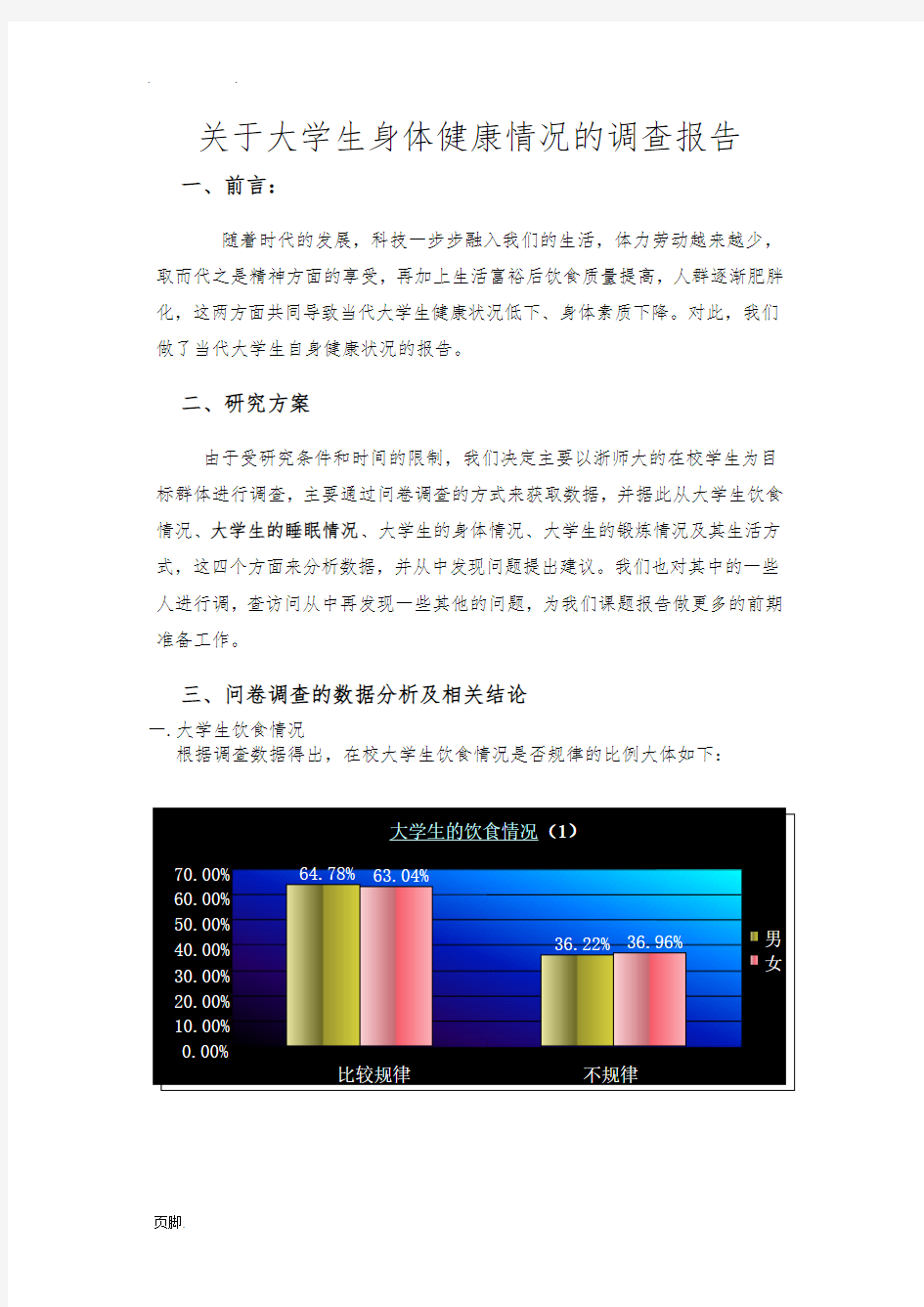 关于大学生身体健康状况的调查报告