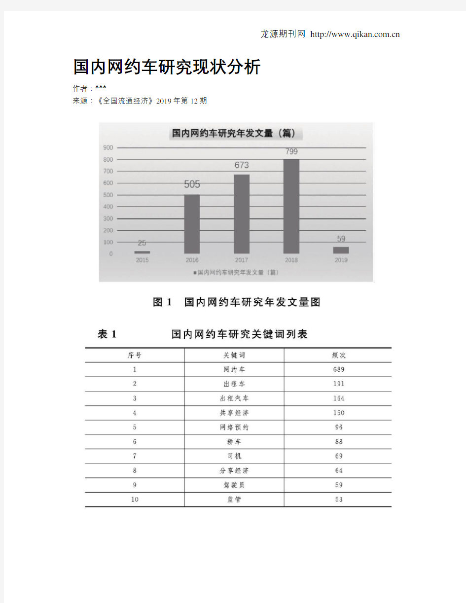 国内网约车研究现状分析