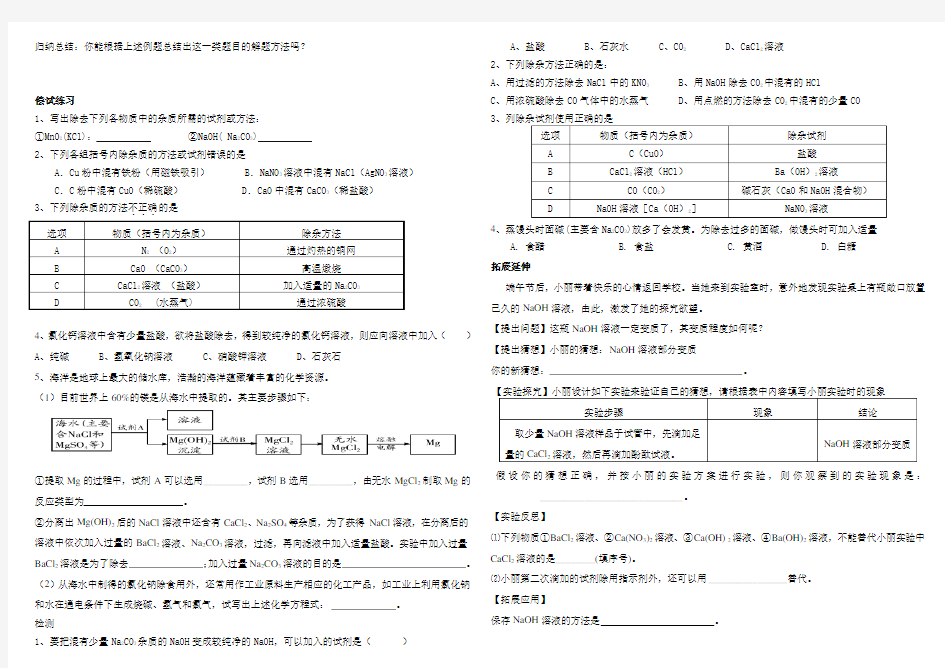 初中化学物质鉴别专题