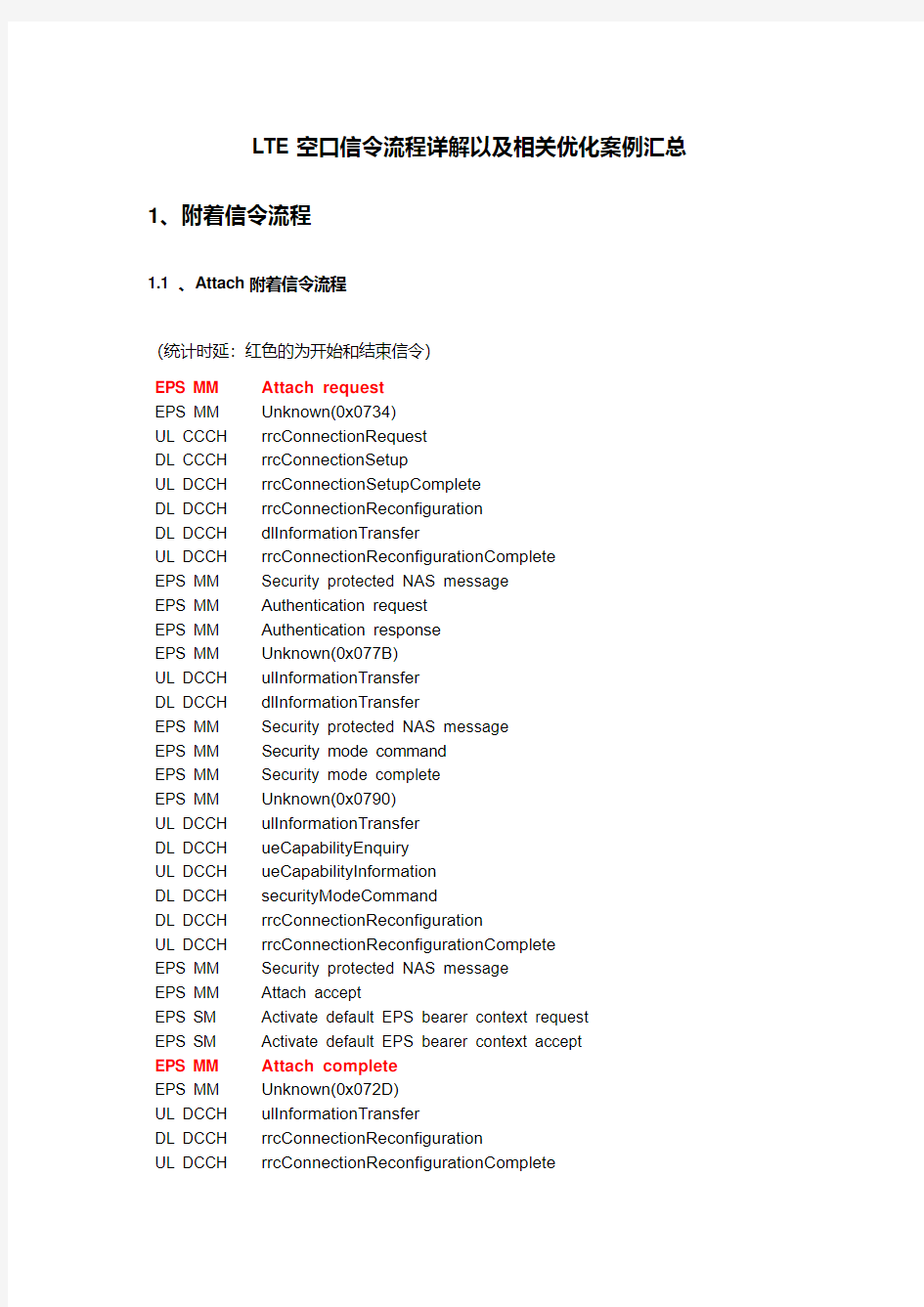 LTE空口信令流程详解