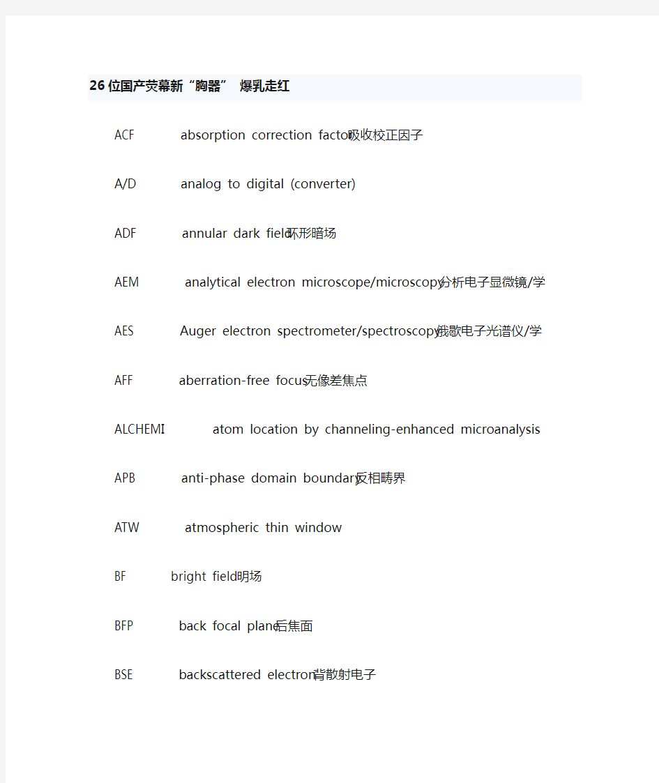 常用分析方法简写