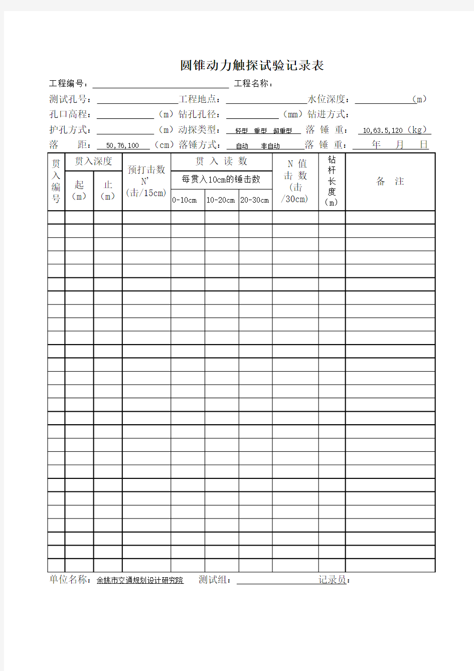 1圆锥动力触探试验记录表