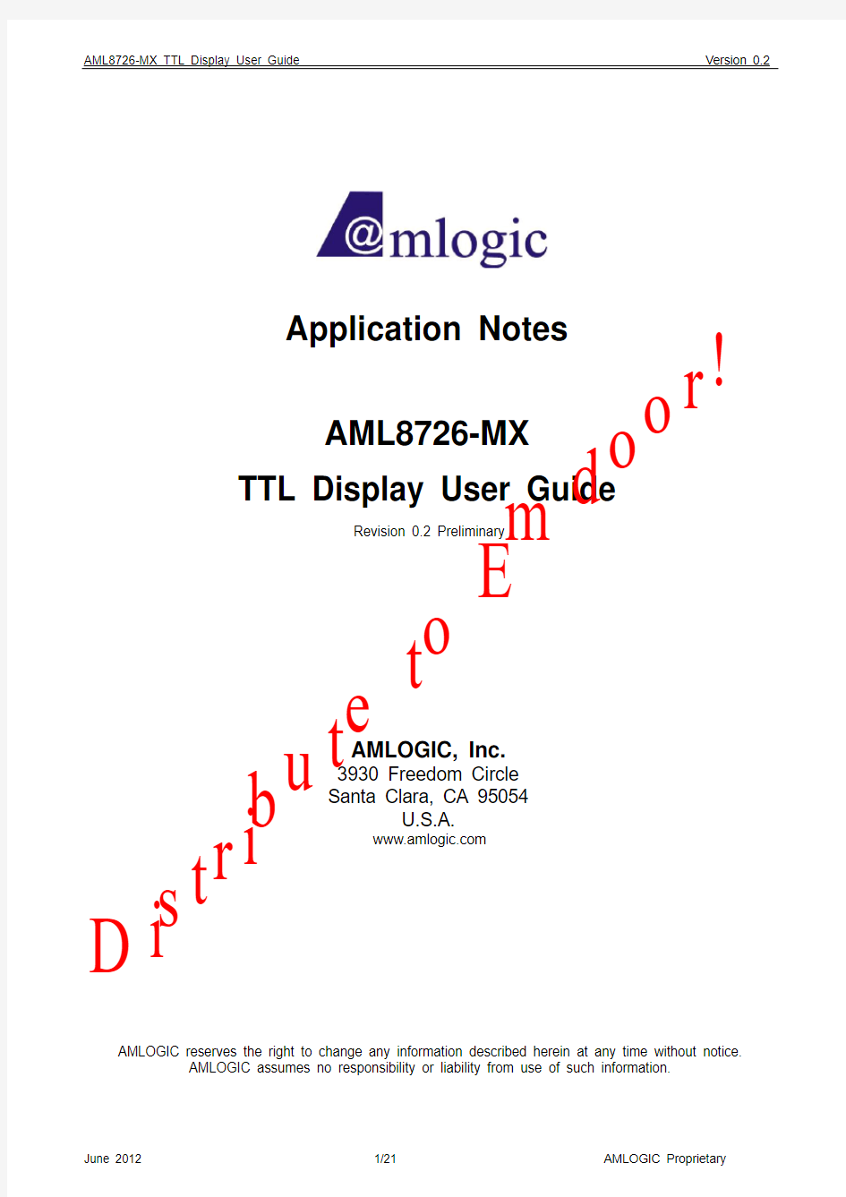 AML8726-MX TTL Display User Guide 20120416