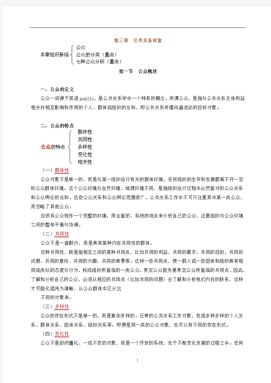 自考公共关系学第三章提纲