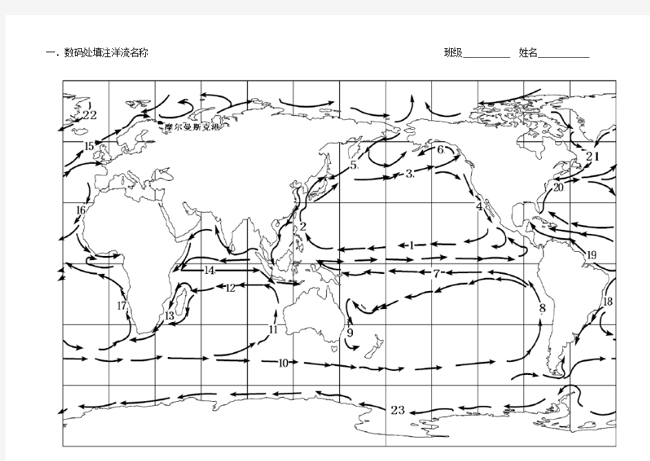 世界洋流分布填充图