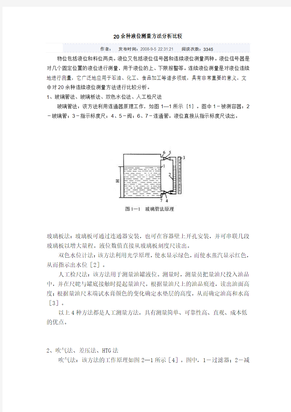 液位测试方法