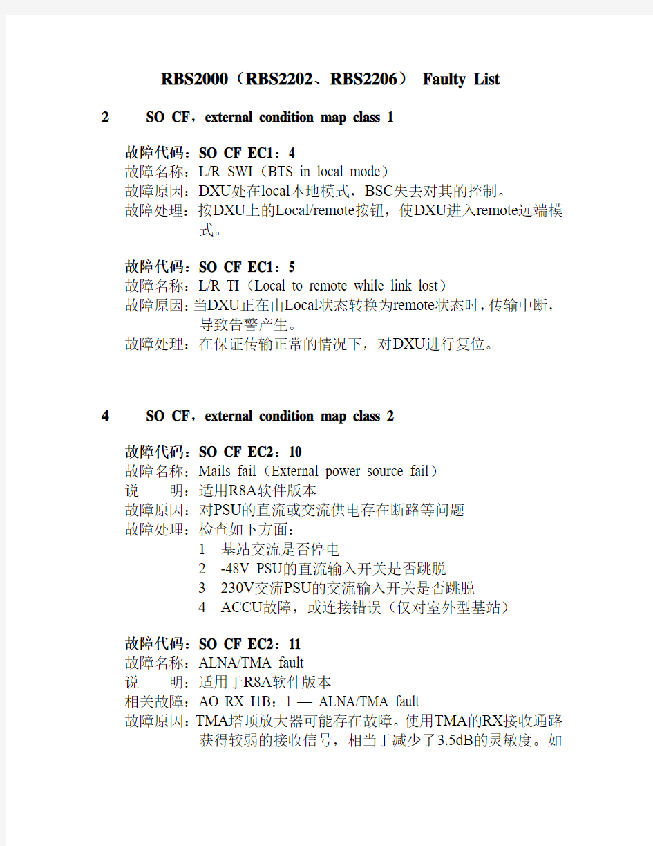 RBS2000故障代码