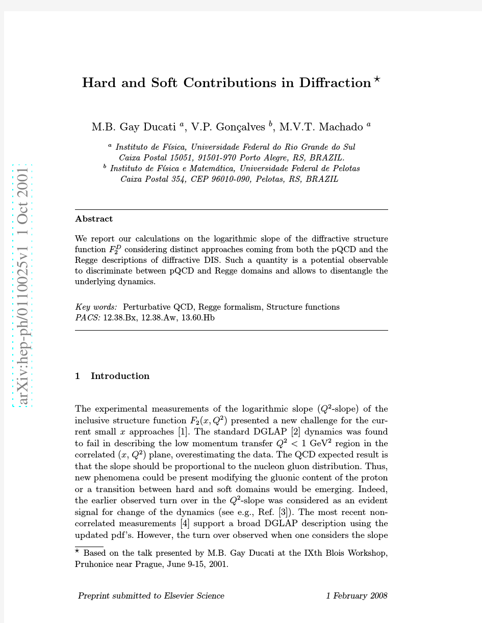 Hard and Soft Contributions in Diffraction