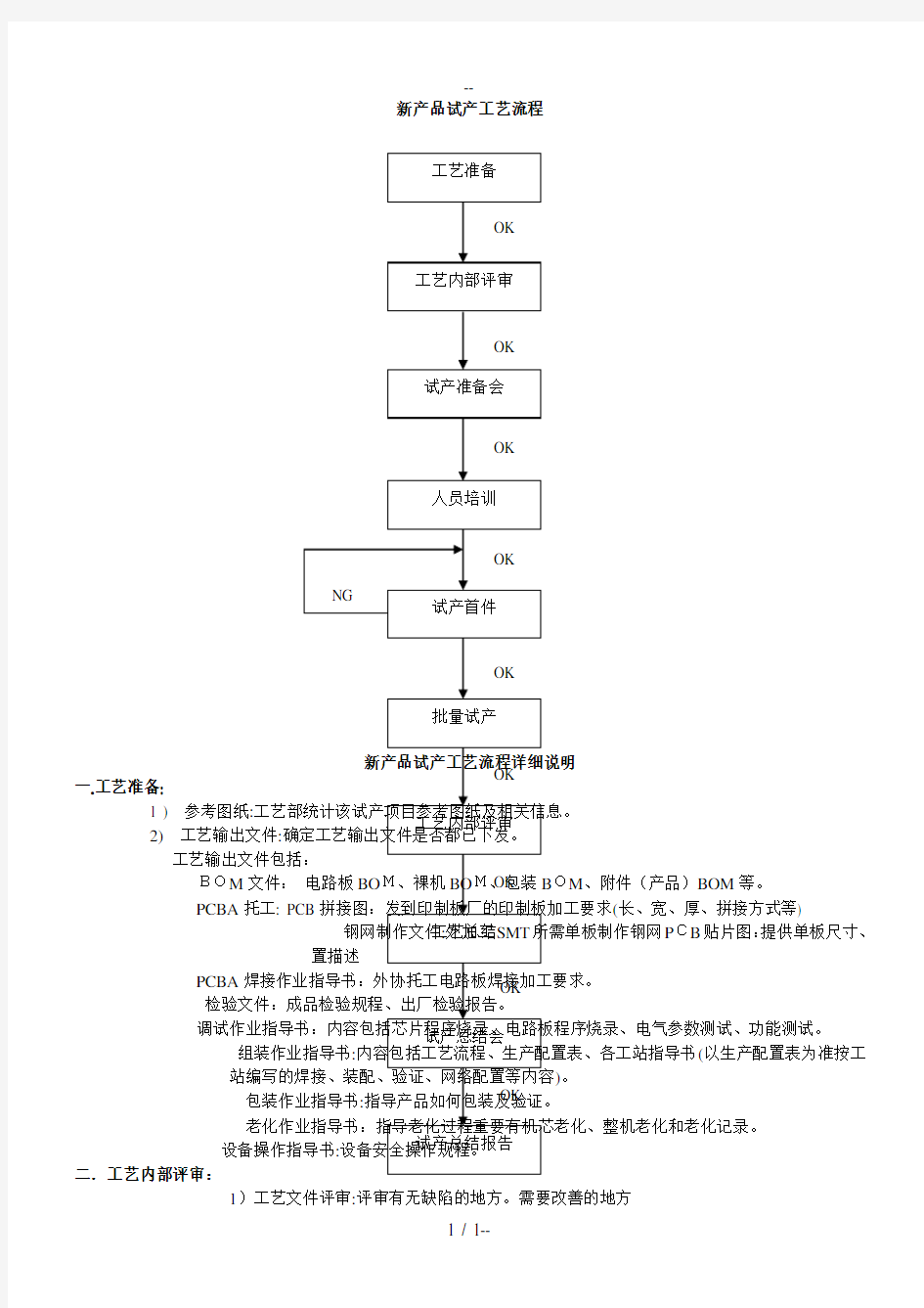 新产品试产工艺流程