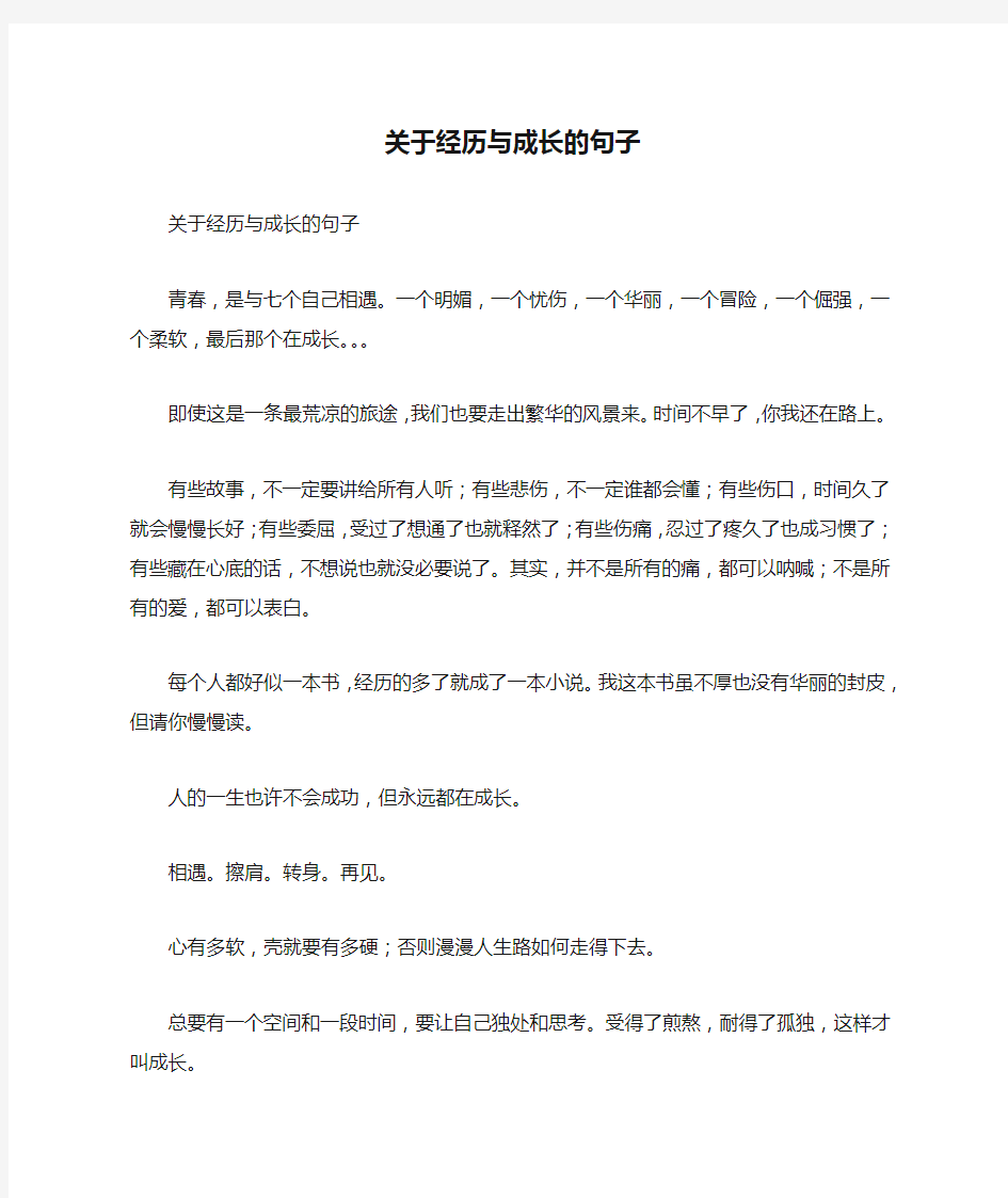 关于经历与成长的句子